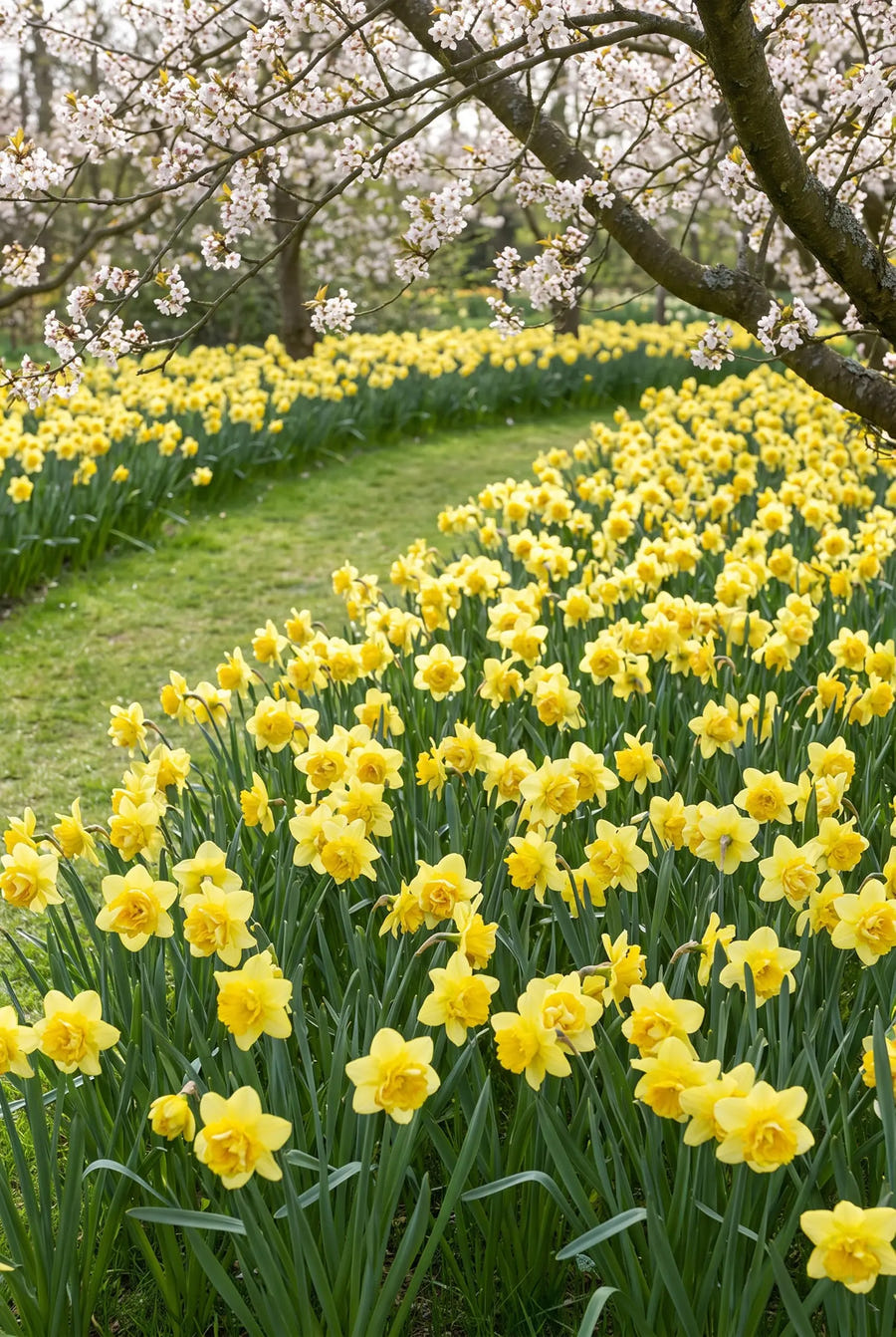 Narcissus Milena — groep in de tuinborder