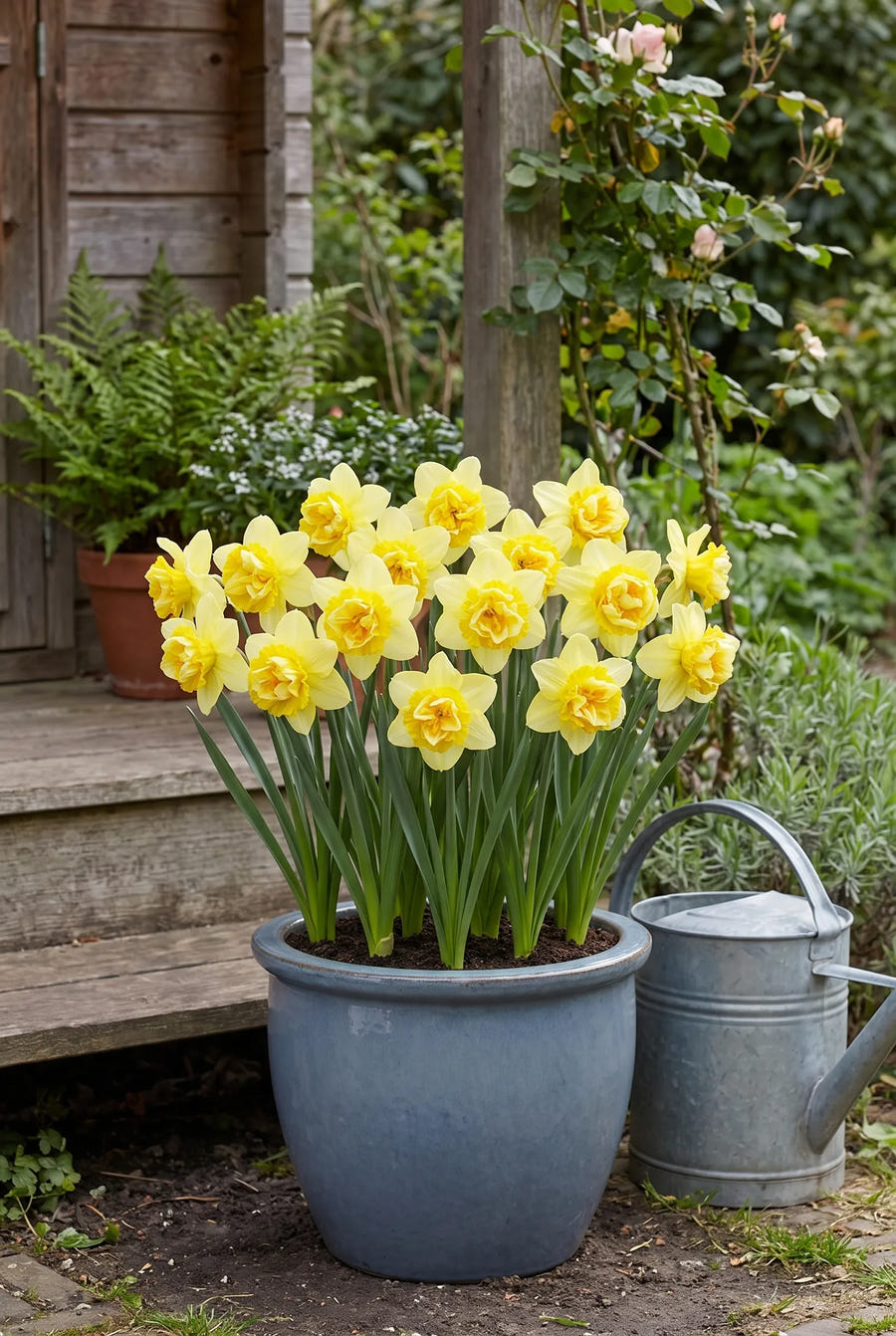 Narcissus Milena — in pot op terras