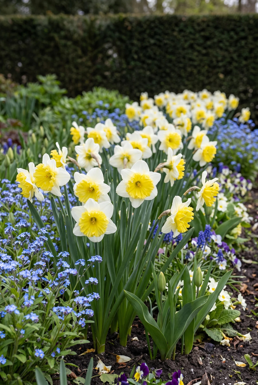 Narcissus Printal — groep in de border