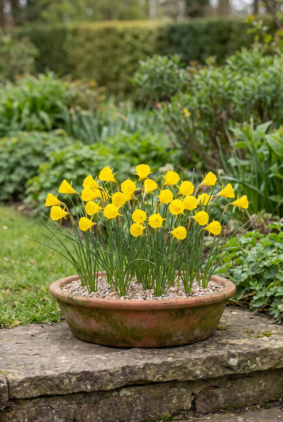 Narcissus Bulbocodium — in pot op terras