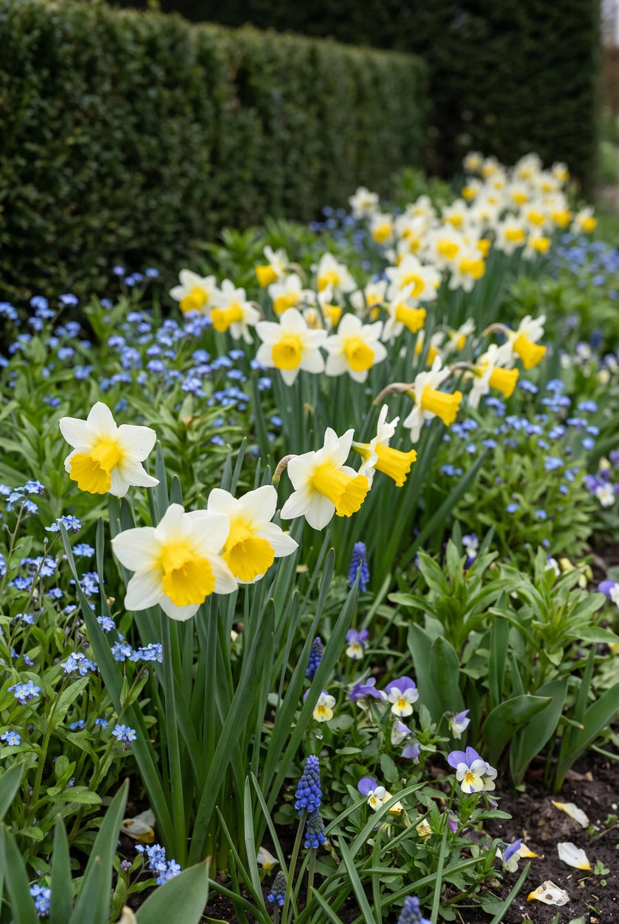 Narcissus Golden Echo — groep in de border