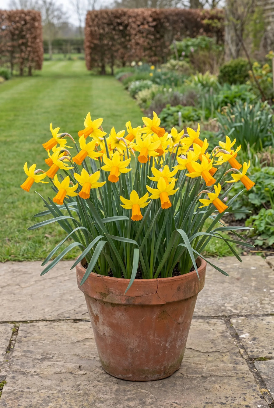 Narcissus Jetfire — in pot op terras