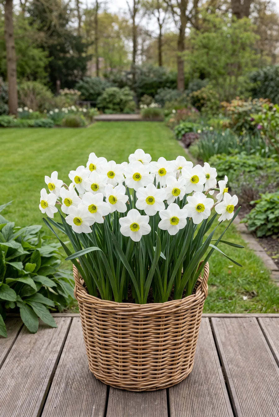 Narcissus Sinopel — in pot op terras