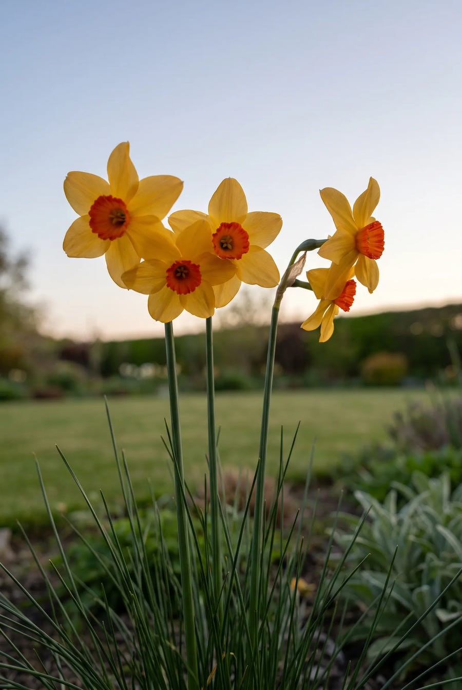 Narcissus Suzy — in de tuin