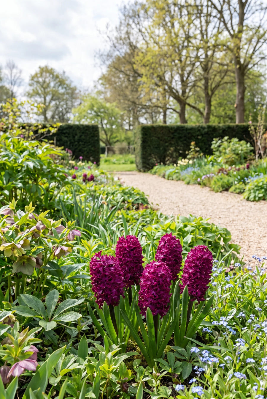 Hyacinthus Woodstock — in de border