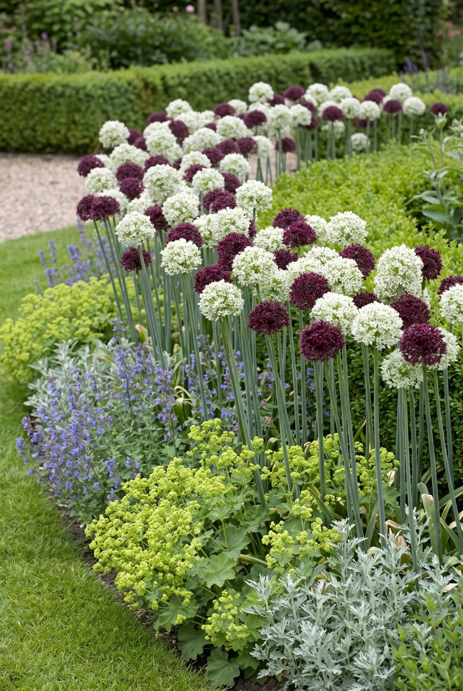 Allium Brother — groep in de tuinborder