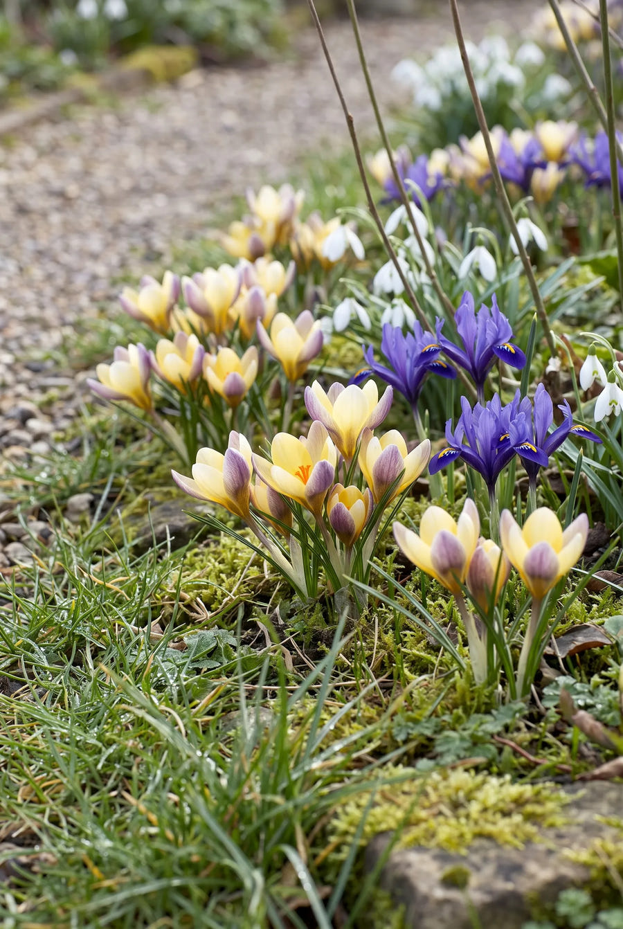 Crocus Advance — groep in de tuinborder