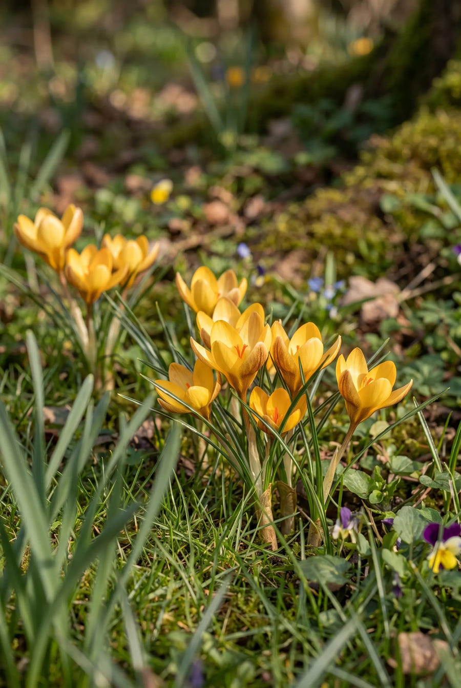Crocus Dorothy — groep in de tuinborder
