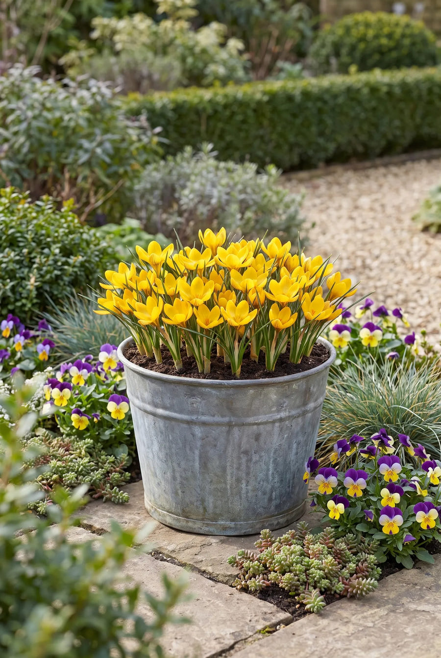 Crocus Dorothy — in pot op terras