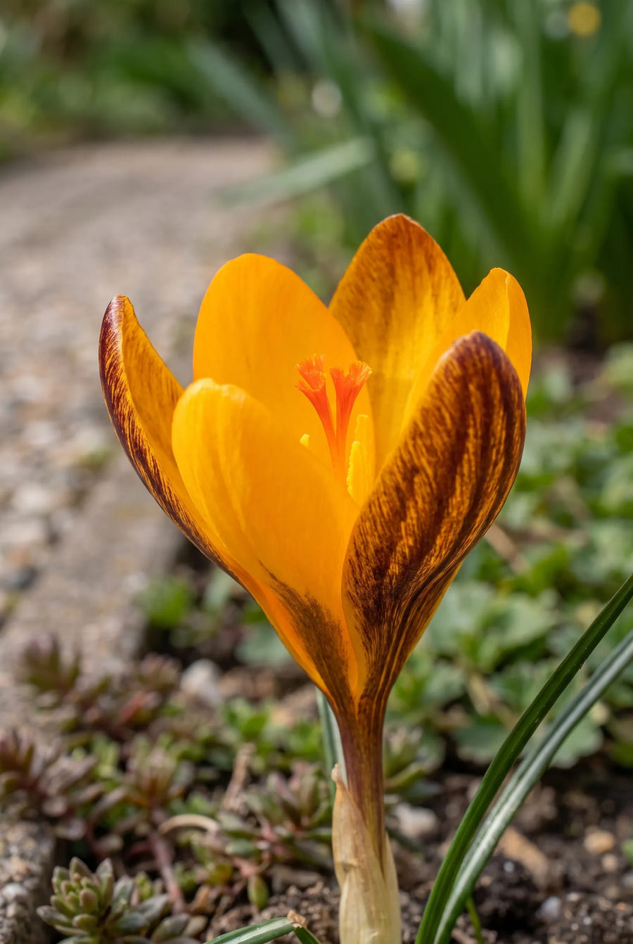 Crocus Orange Monarch — close-up van de bloem