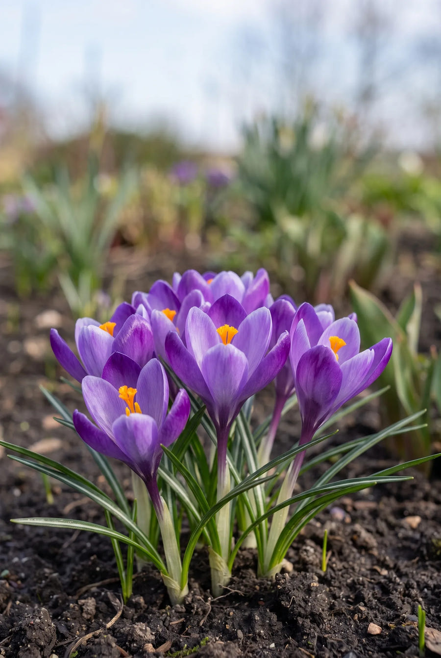 Crocus Whitewell Purple — in de border