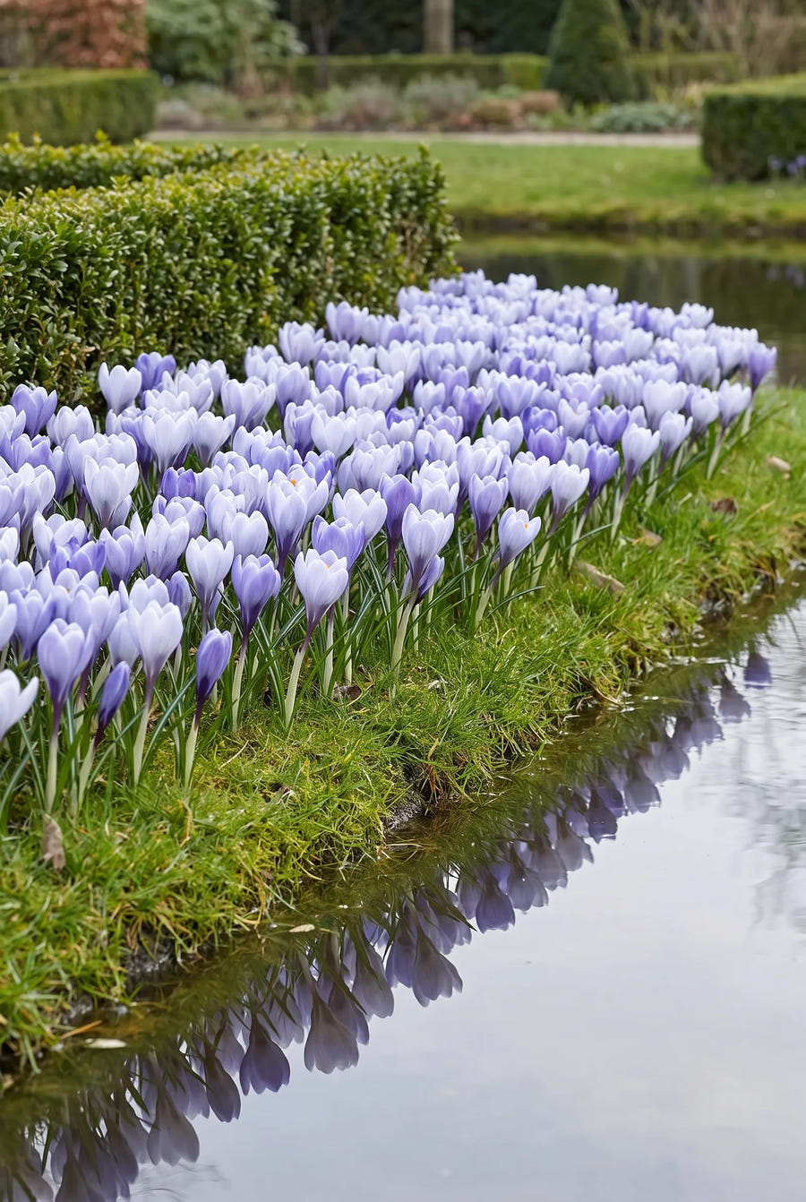 Crocus Blue Ice — groep in de tuinborder