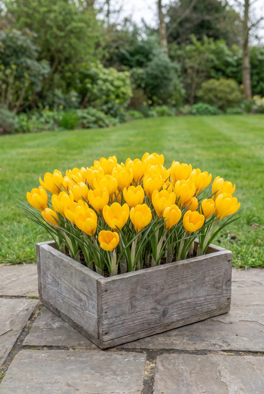 Crocus Golden Yellow — in pot op terras