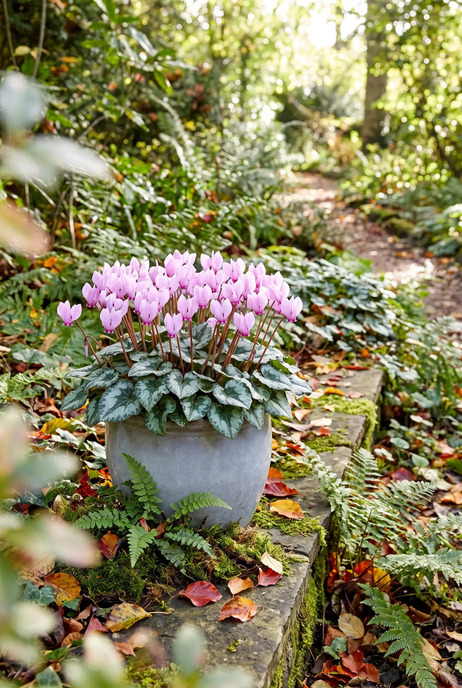 Cyclamen Hederifolium — in pot op terras