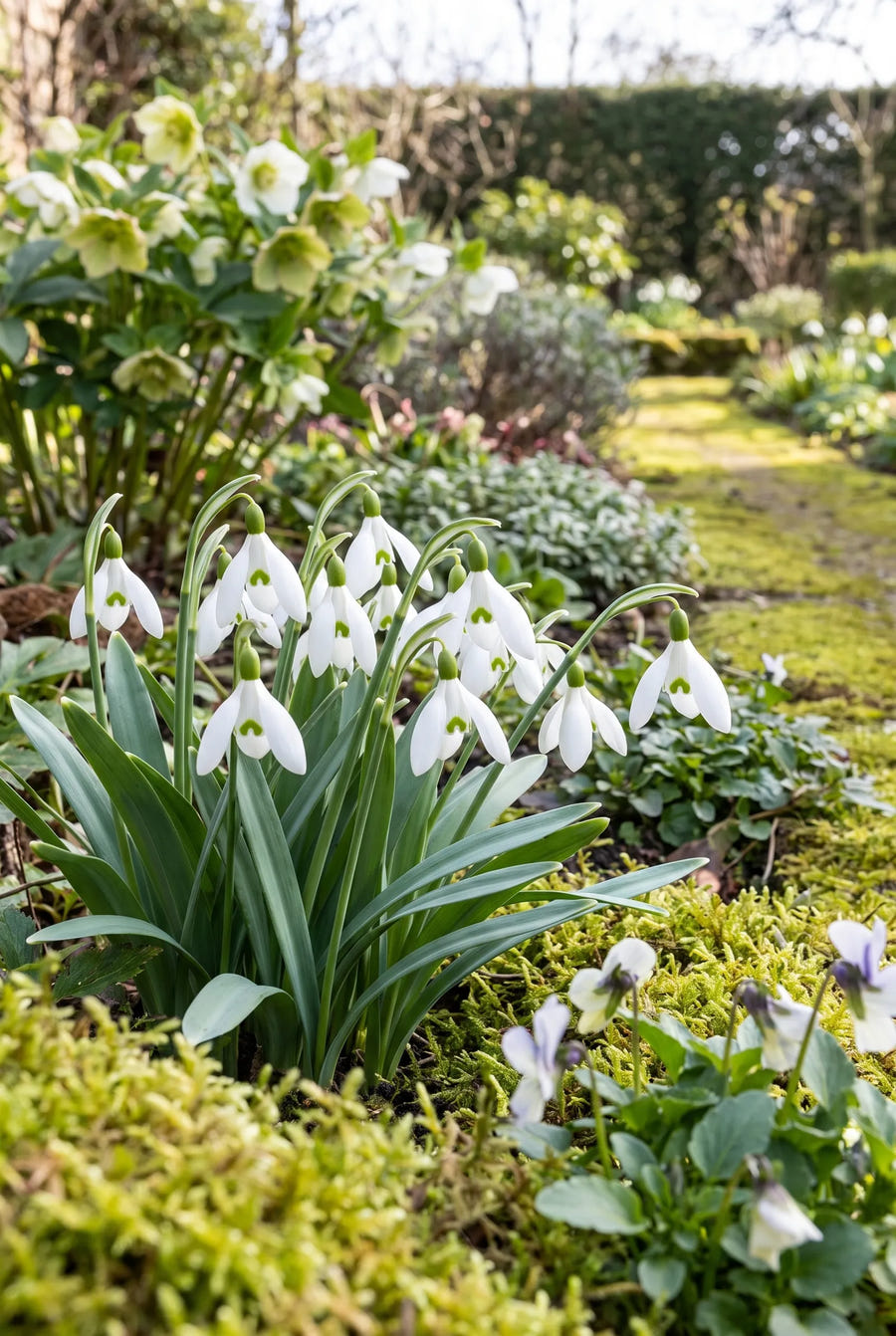 Galanthus Elwesii — in de border