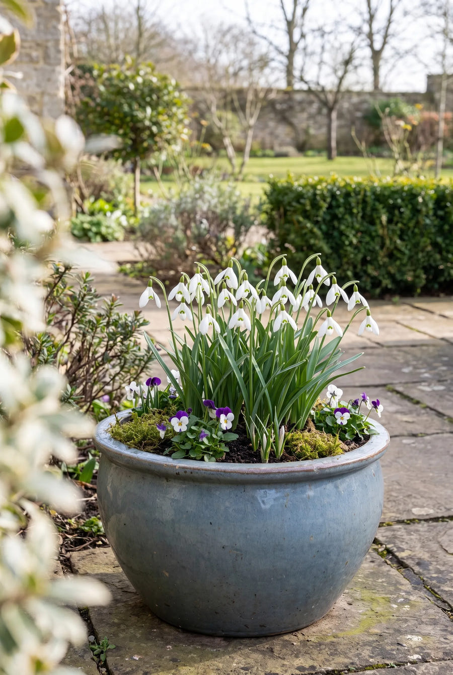Galanthus Nivalis — in pot op terras