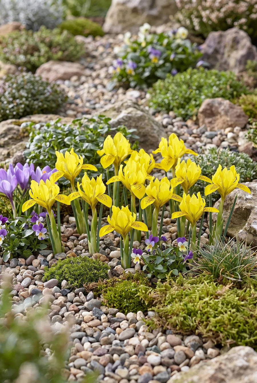 Iris Danfordiae — groep in de tuinborder
