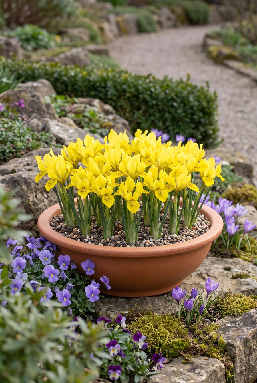 Iris Danfordiae — in pot op terras