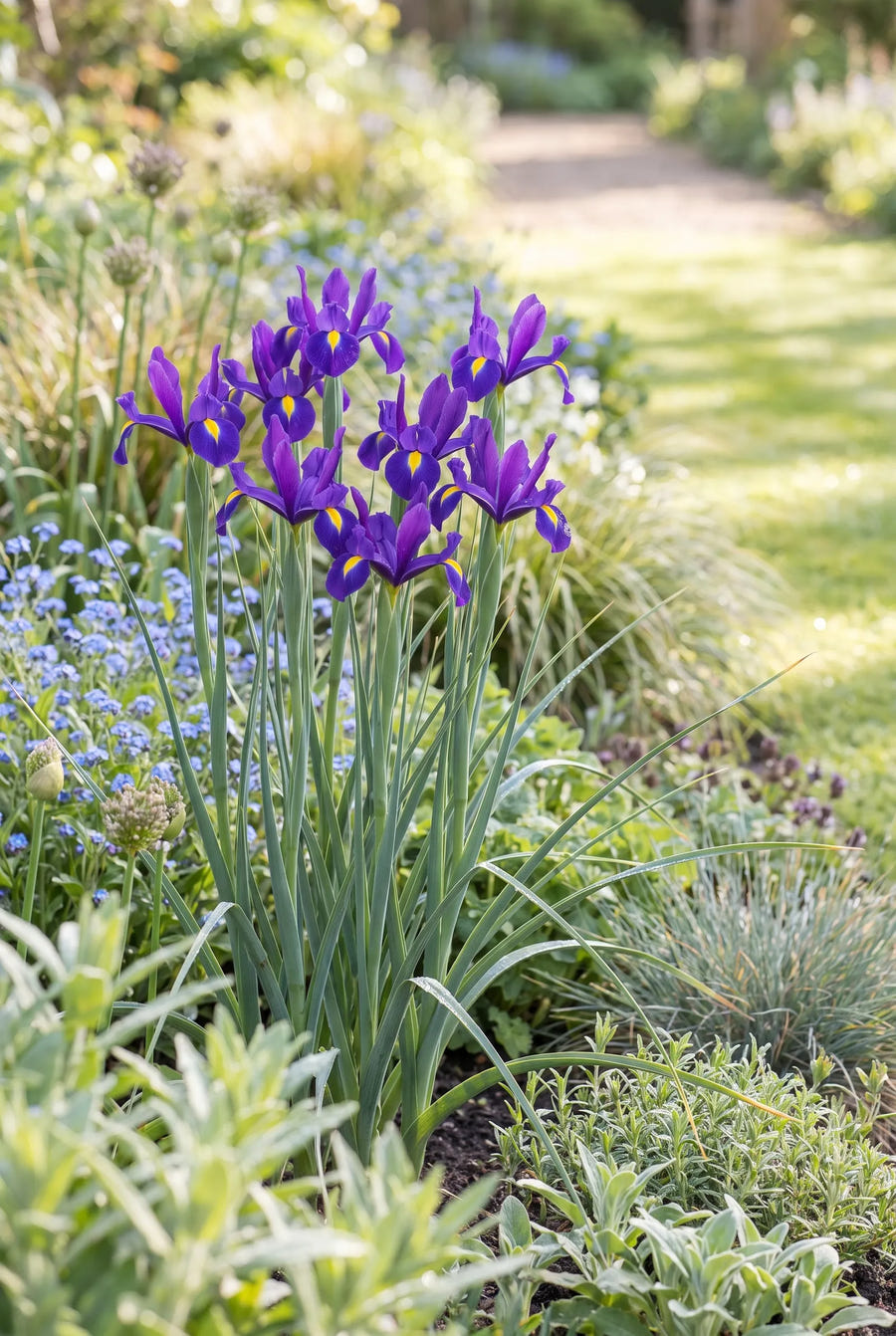 Iris Purple Sensation — groep in de tuinborder