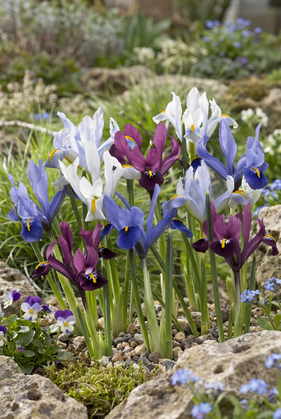 Iris Reticulata Mixed — in de border
