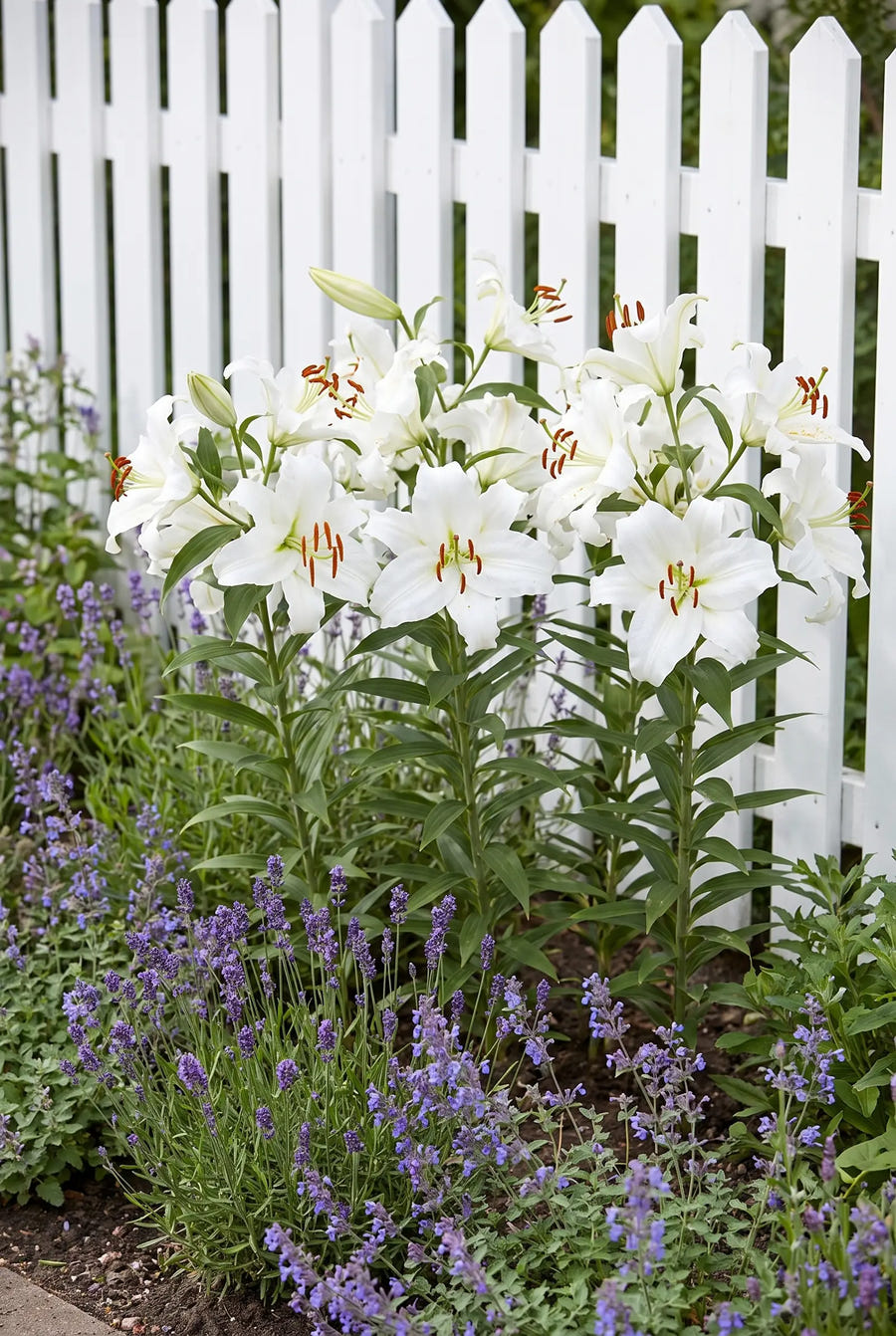 Lilium Siberia — groep in de tuinborder