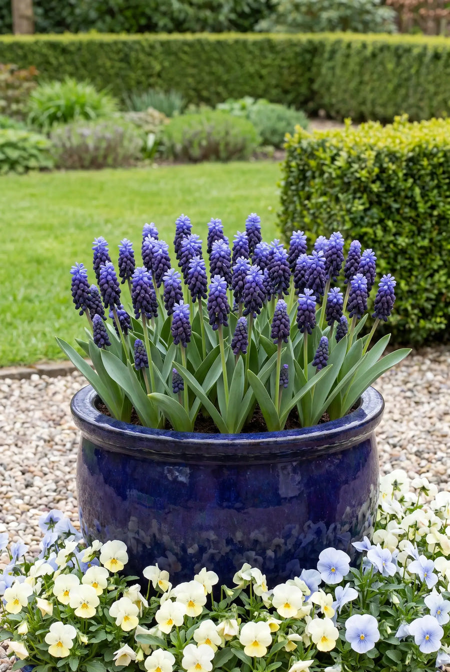 Muscari Latifolium — in pot op terras