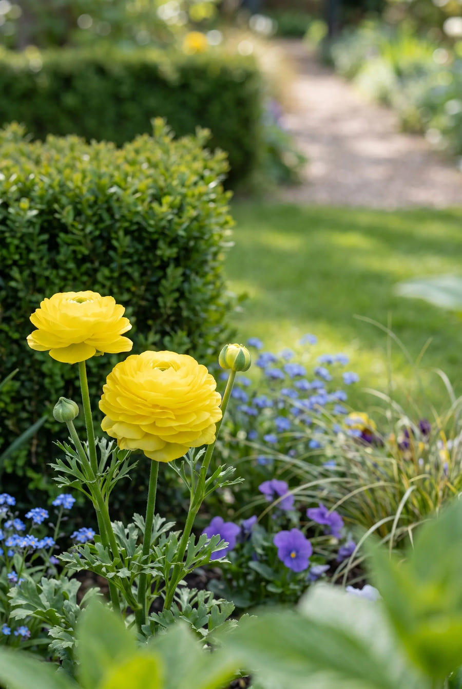 Ranunculus Yellow — close-up van de bloem