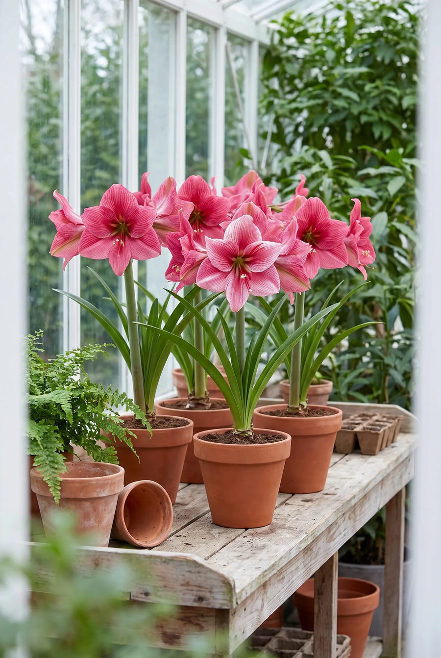 Hippeastrum Gervase — groep in de tuinborder