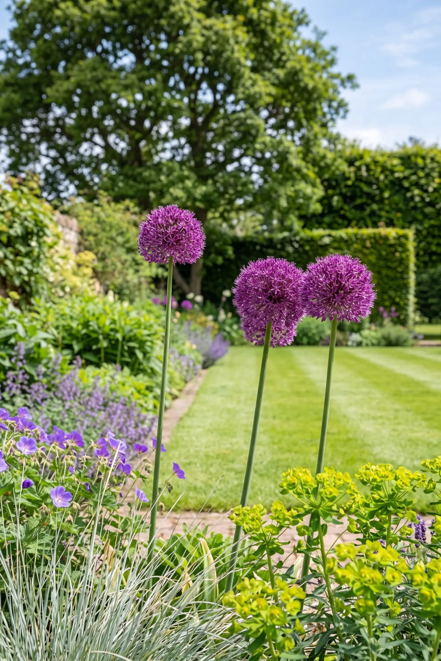 Allium Globemaster — groep in de tuinborder, extra beeld