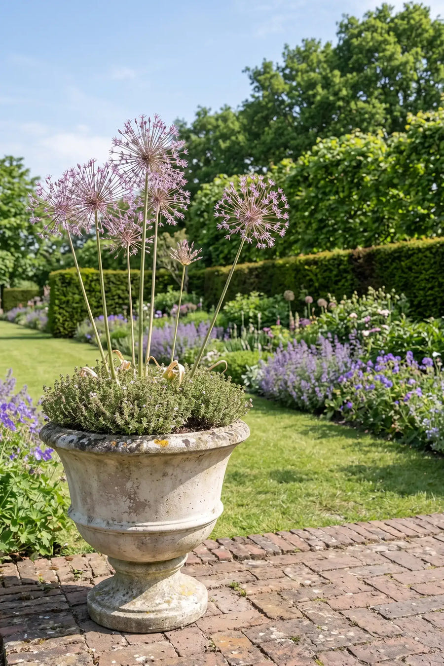 Allium Schubertii — in pot op terras