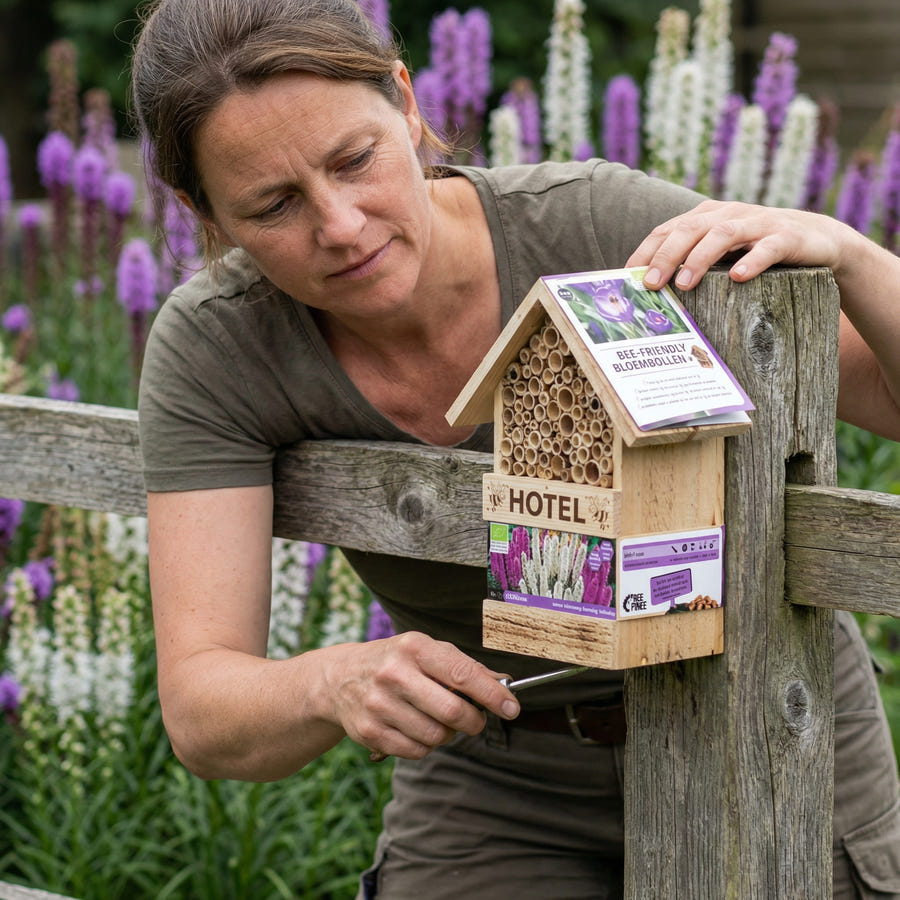 Bee Hotel avec bulbes de liatris