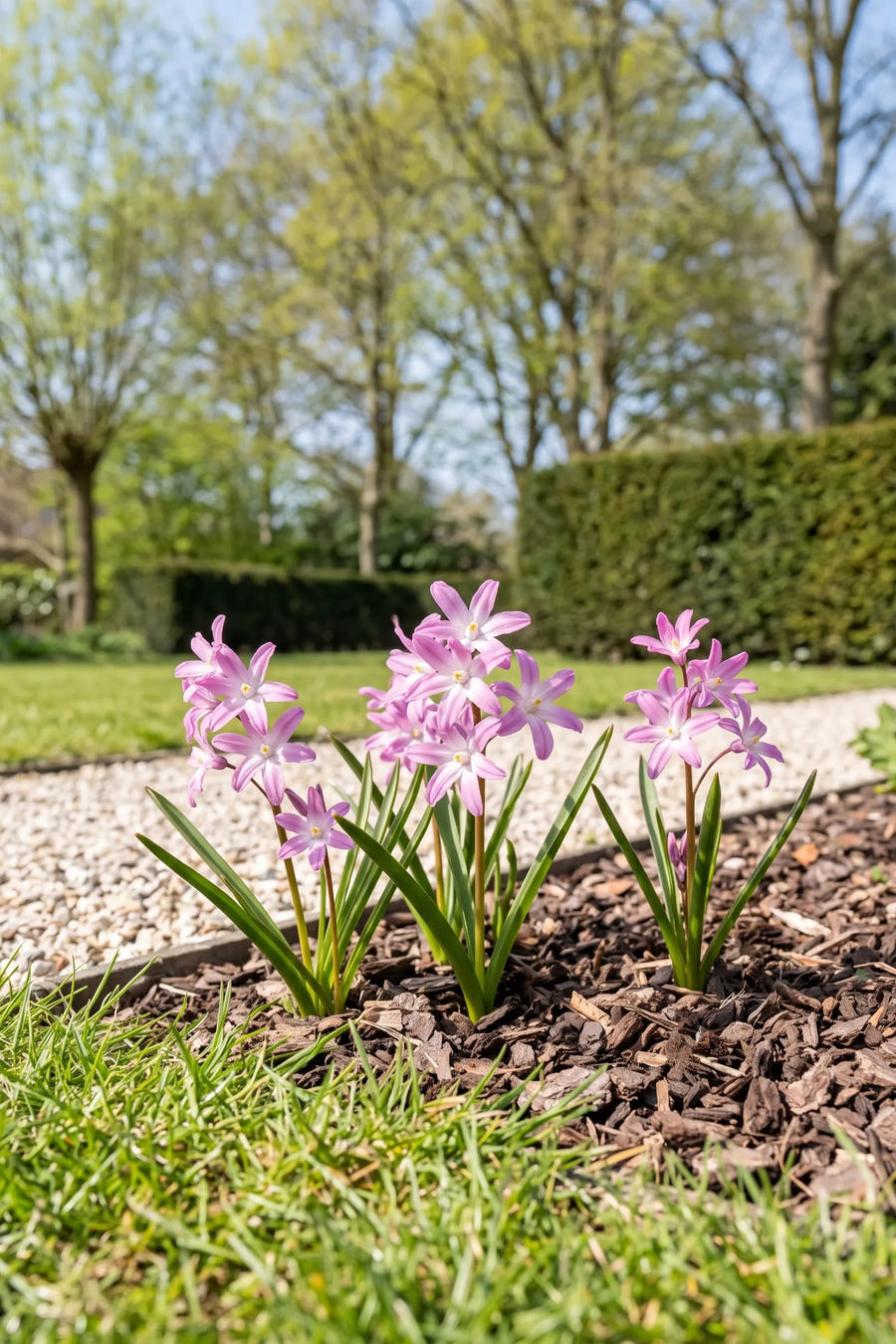Chionodoxa Pink Giant — in de border