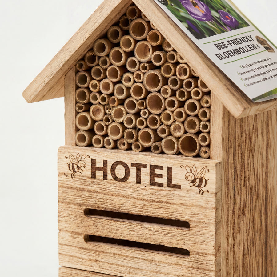 Bee Hotel avec bulbes de freesia