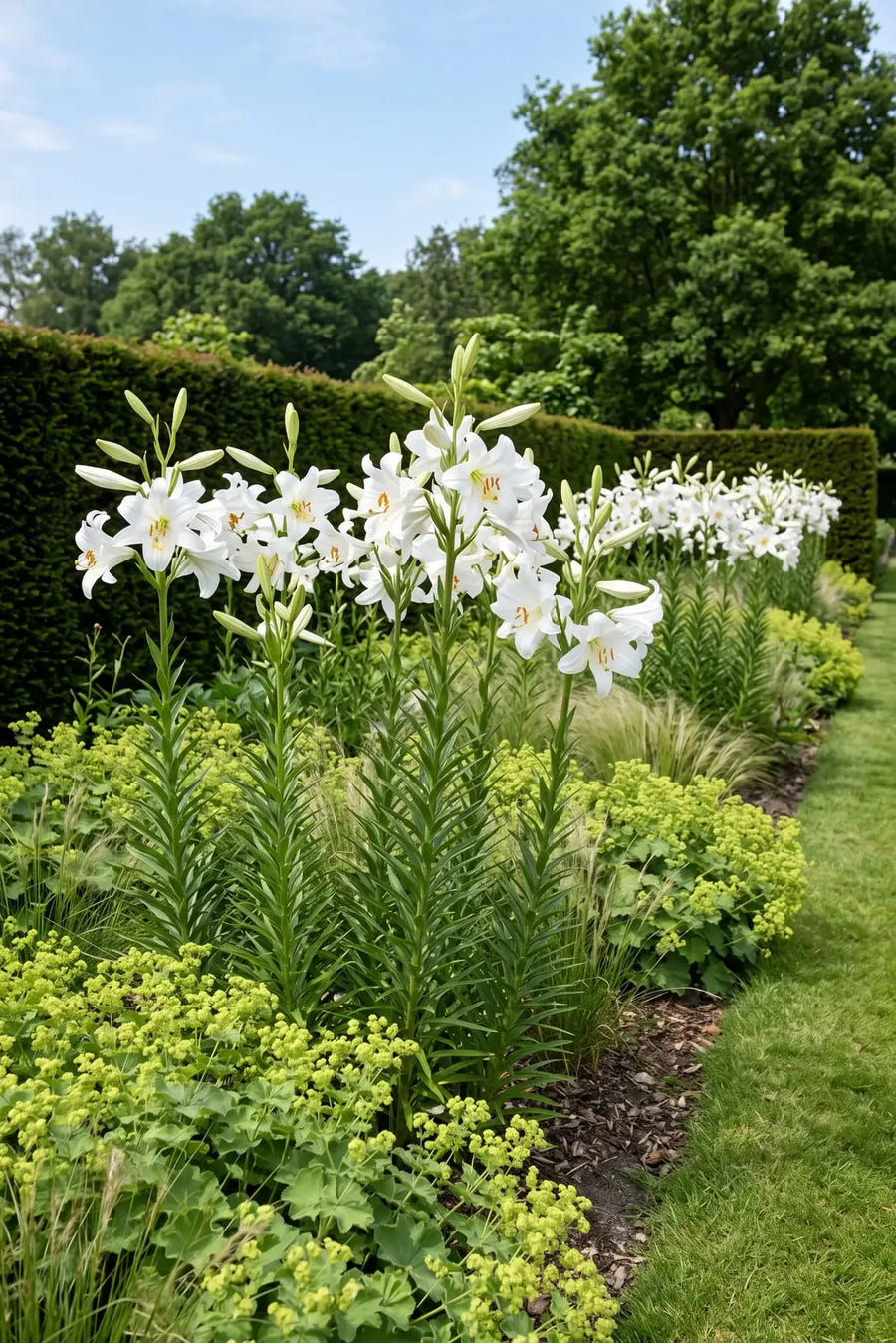 Lilium Candidum — groep in de tuinborder