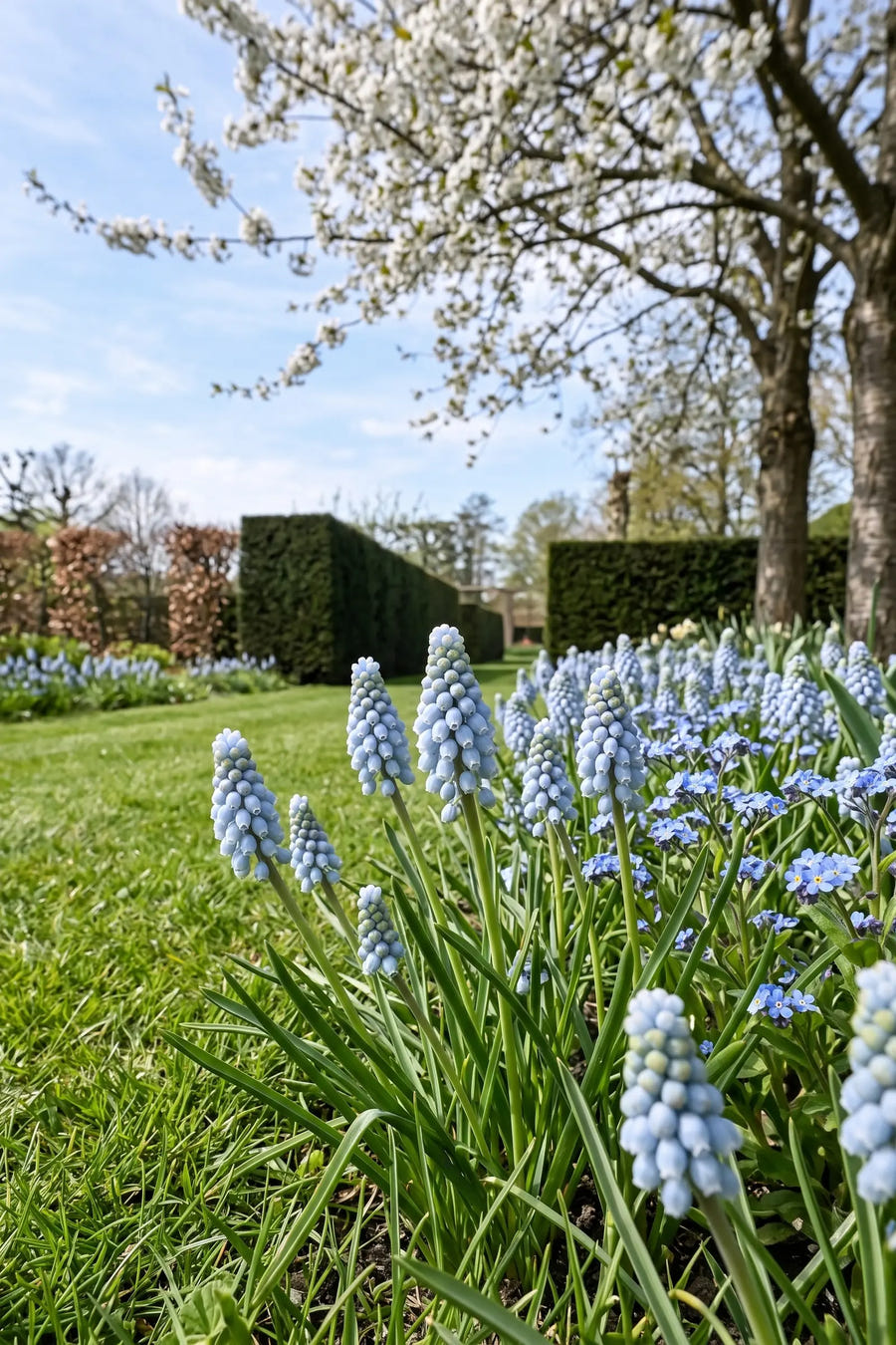 Muscari Valerie Finnis — in pot op terras, extra beeld