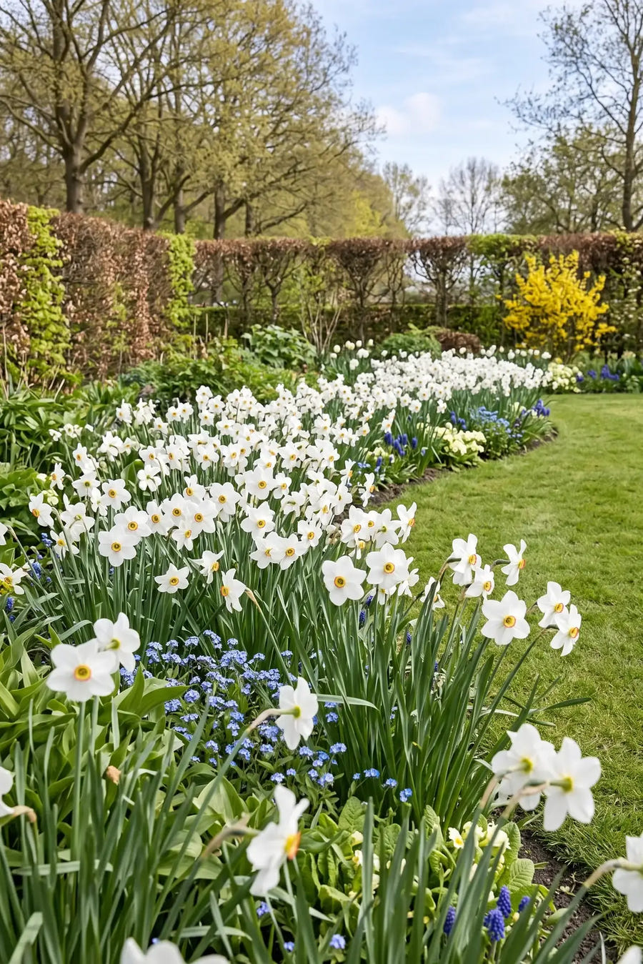 Narcissus Actaea — groep in de tuinborder