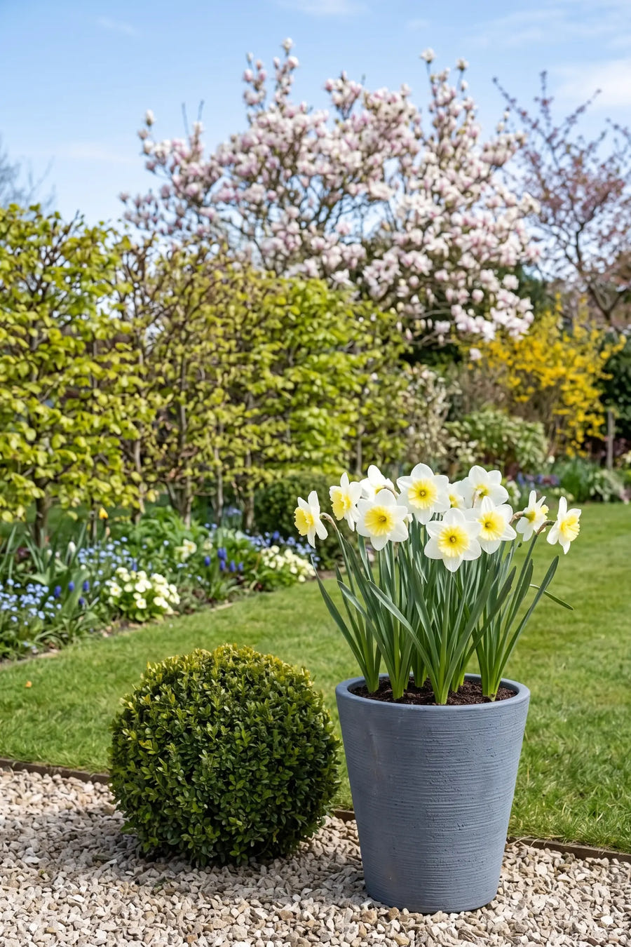 Narcissus Lemon Beauty — in pot op terras