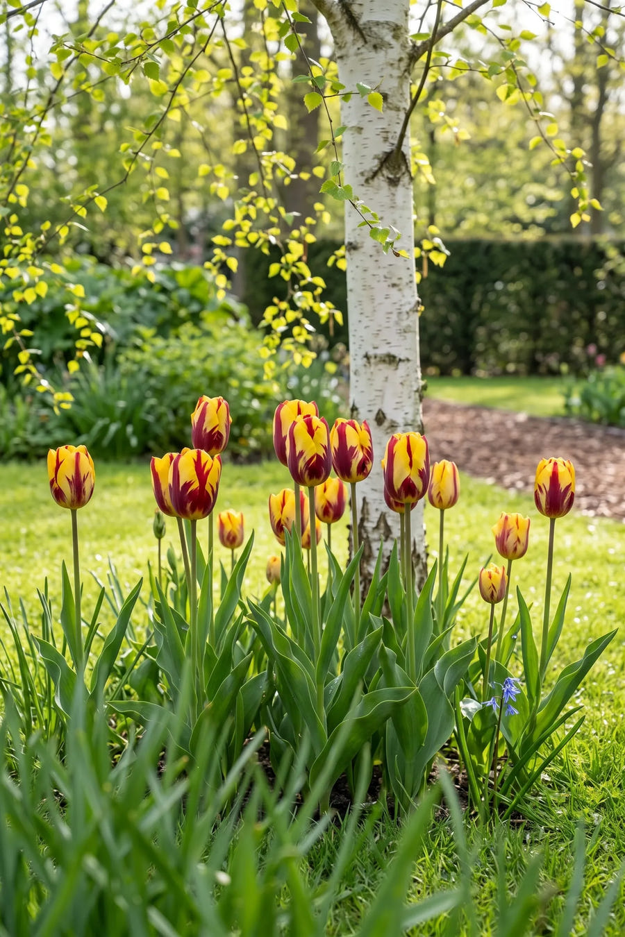 Tulipa Helmar — groep in de tuinborder